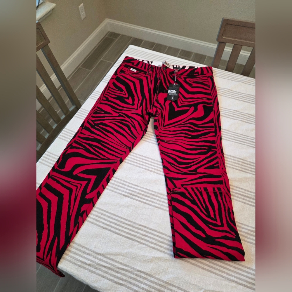 Trukfit Red and Black Zebra Print Denim